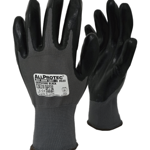 Allprotec Gripsecure Black, Montagehandschuh mit Nitril-Beschichtung (12 Pack)